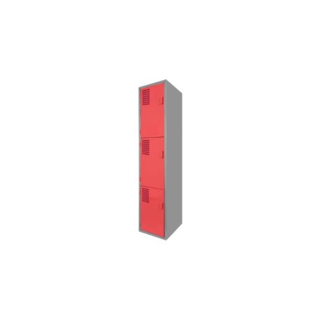 Locker Color Rojo - 3 Puertas